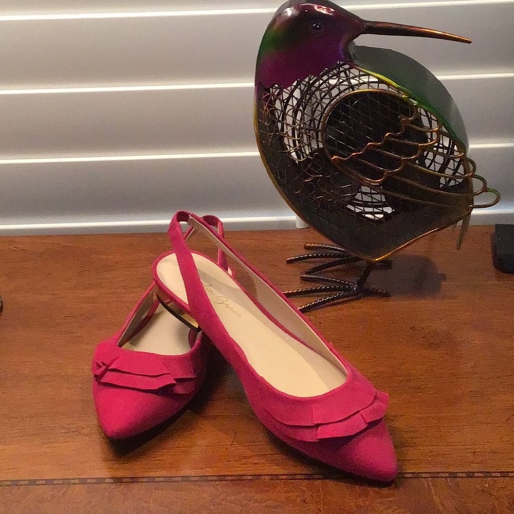 Hot Pink Faux Suede Flat Slingbacks